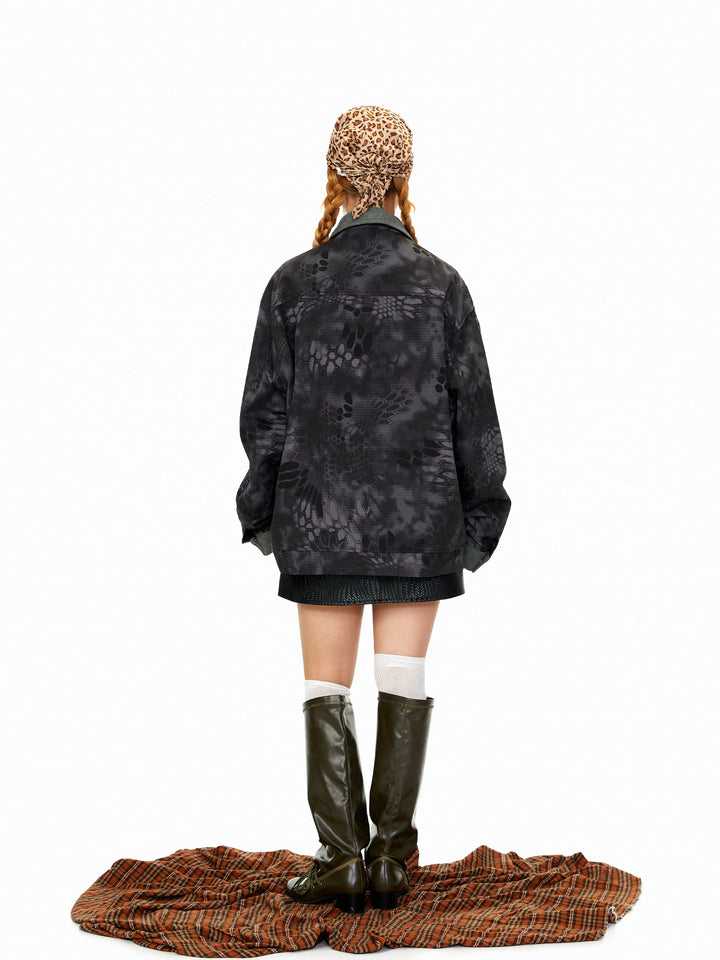 Patchwork Snake Pattern Work Jacket