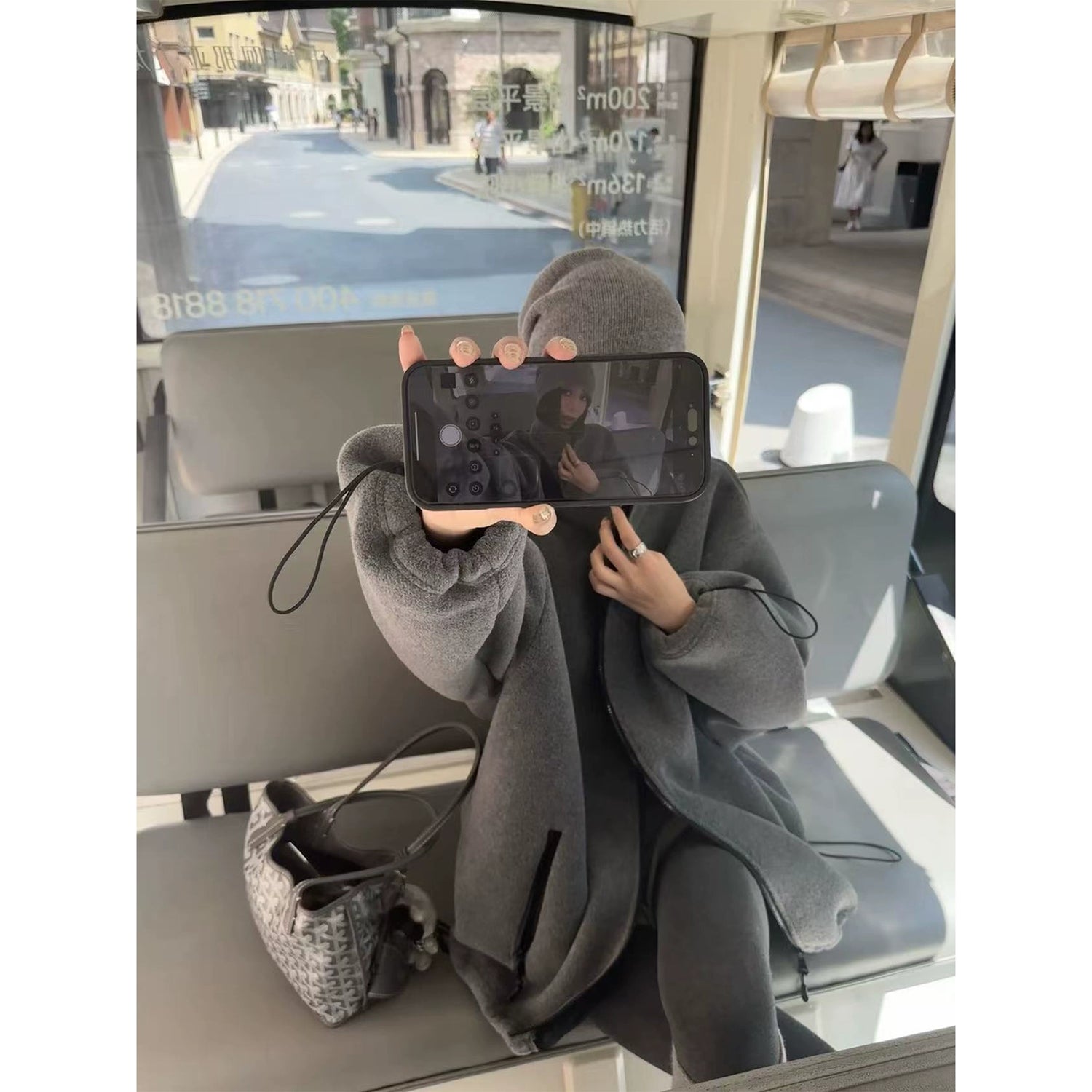 ダブルサイドフリーススタンドカラージップフーディ 