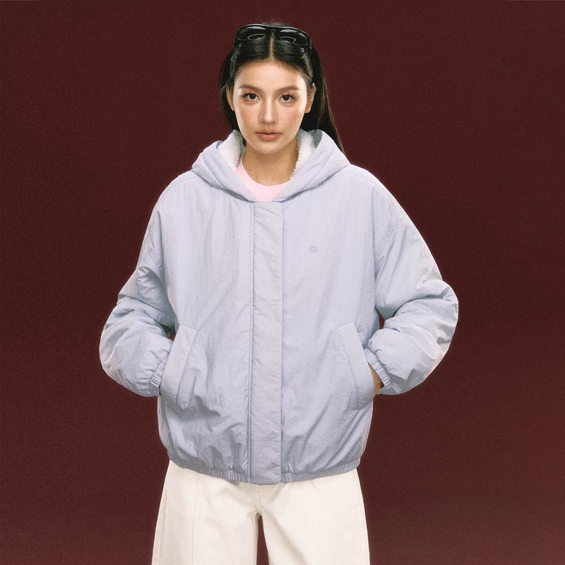 Fleece Lined Hooded Short Jacket