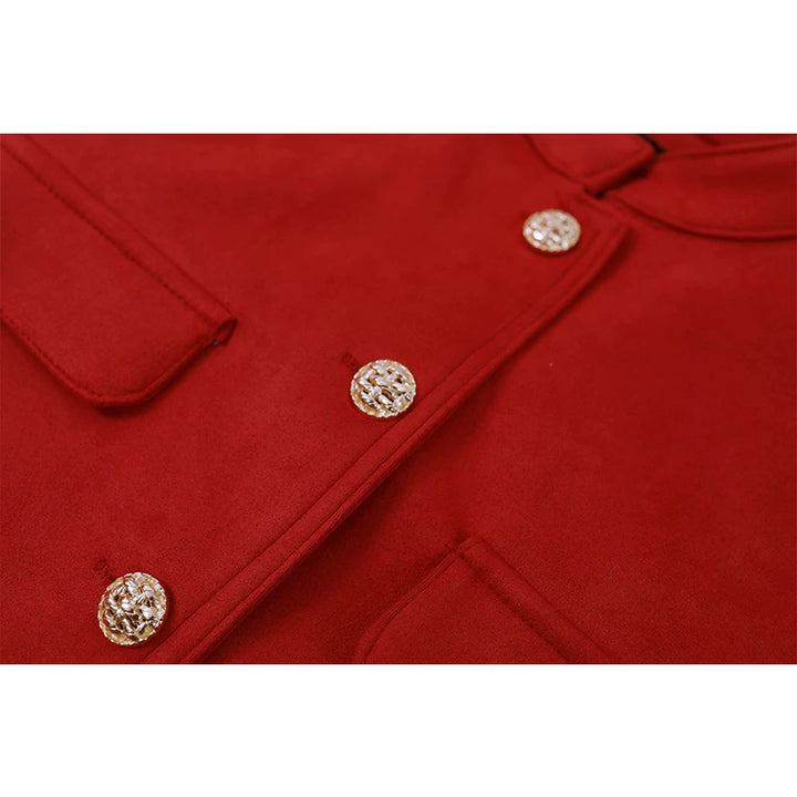 جاكيت مزود بأزرار من الأمام وياقة سويدية 