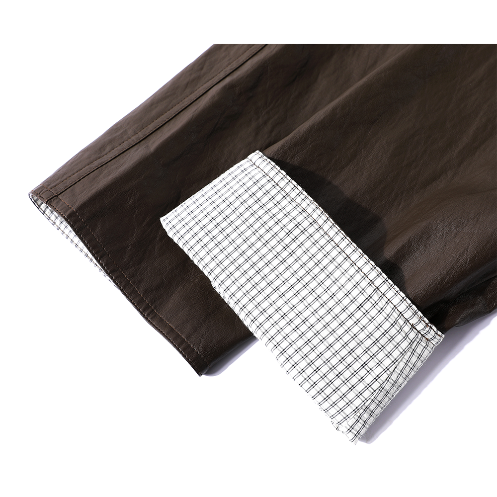 Double-Breasted Mid-Length Leather Jacket