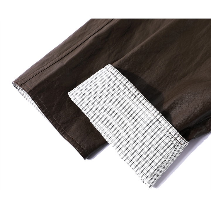 Double-Breasted Mid-Length Leather Jacket