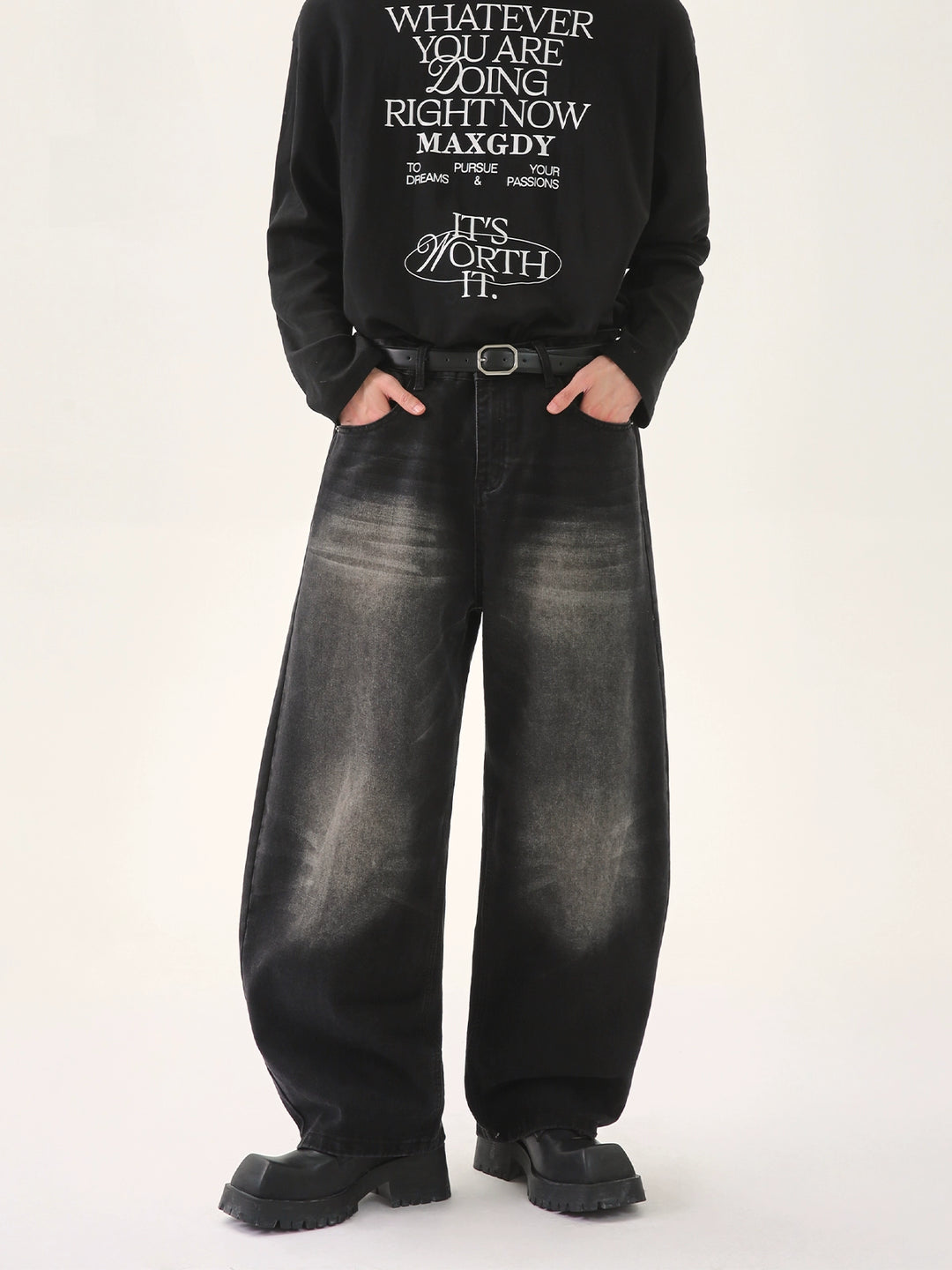 Lässige Jeans mit weitem Bein 