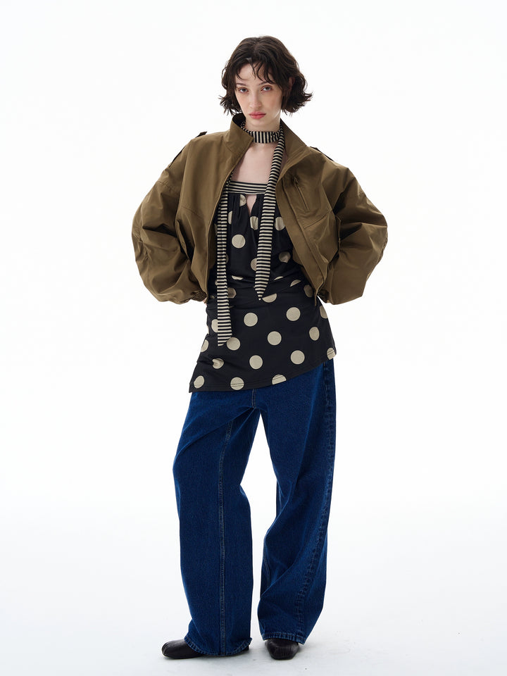 Chaqueta cortavientos de estilo retro corto 