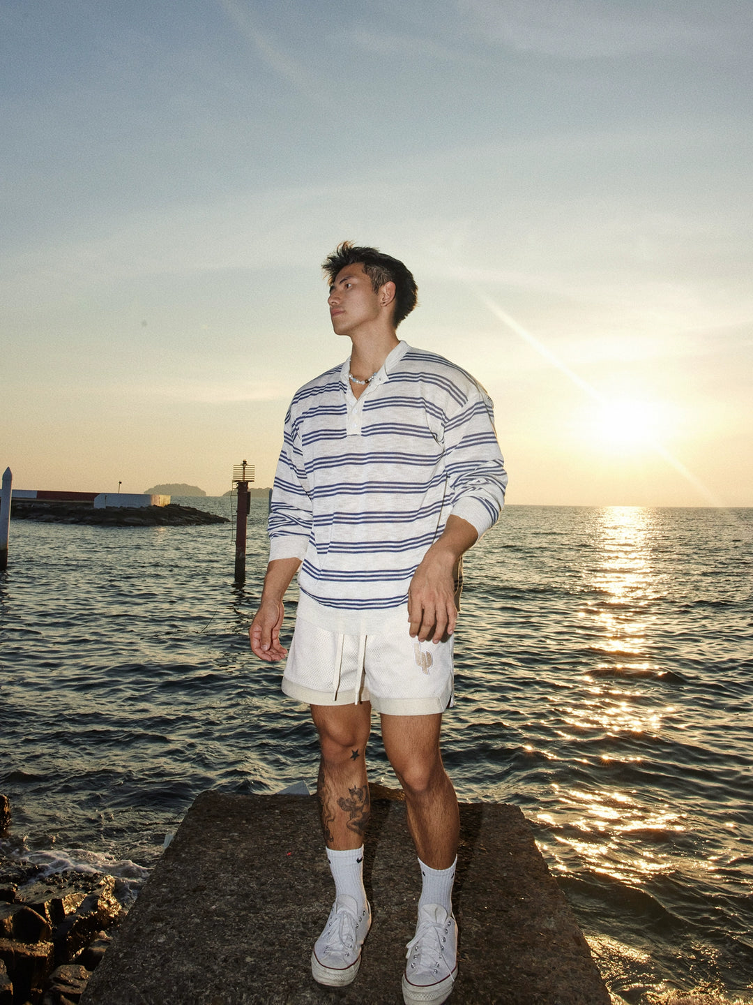 Lightweight Striped Long Sleeve Pullover