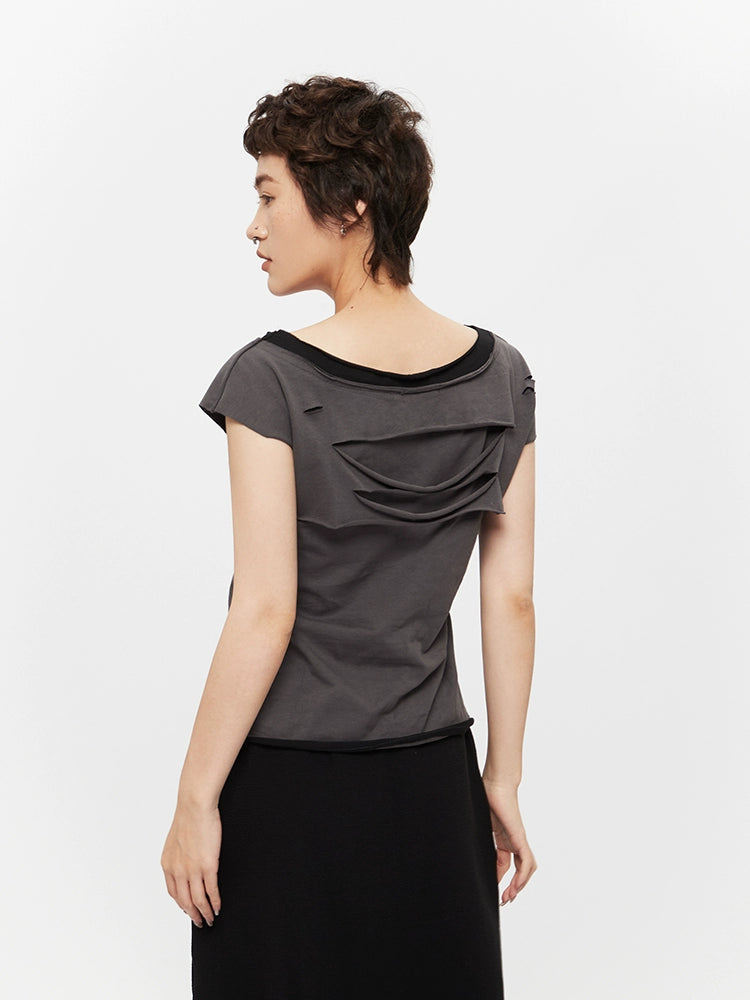 Ripped Retro Print Slim Fit Turtleneck