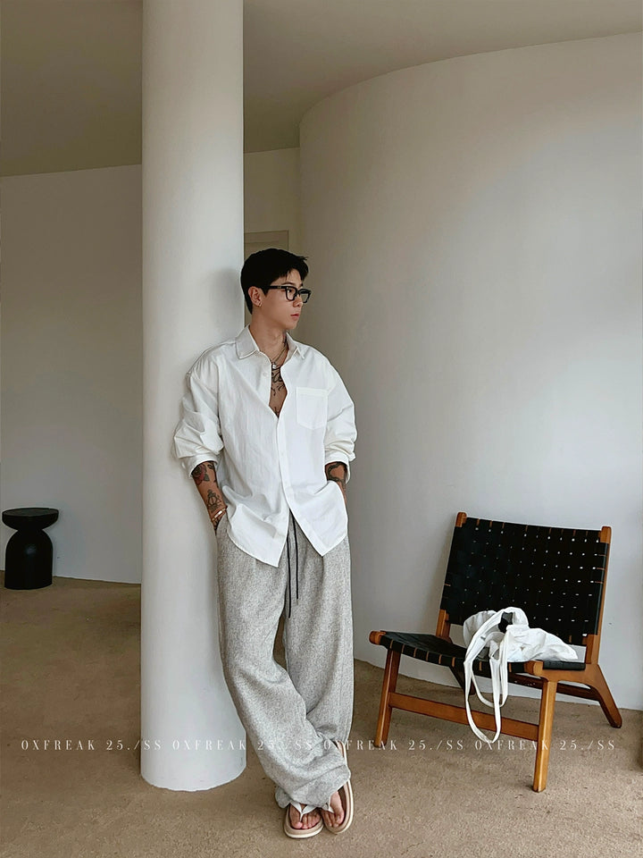 Knit Contrast Waistband Casual Pants
