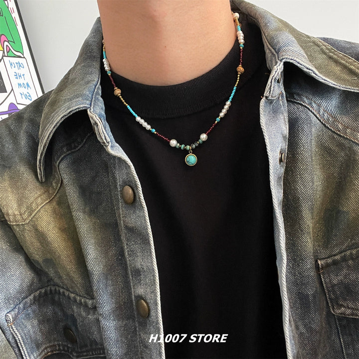 Beaded Turquoise Pendant Necklace