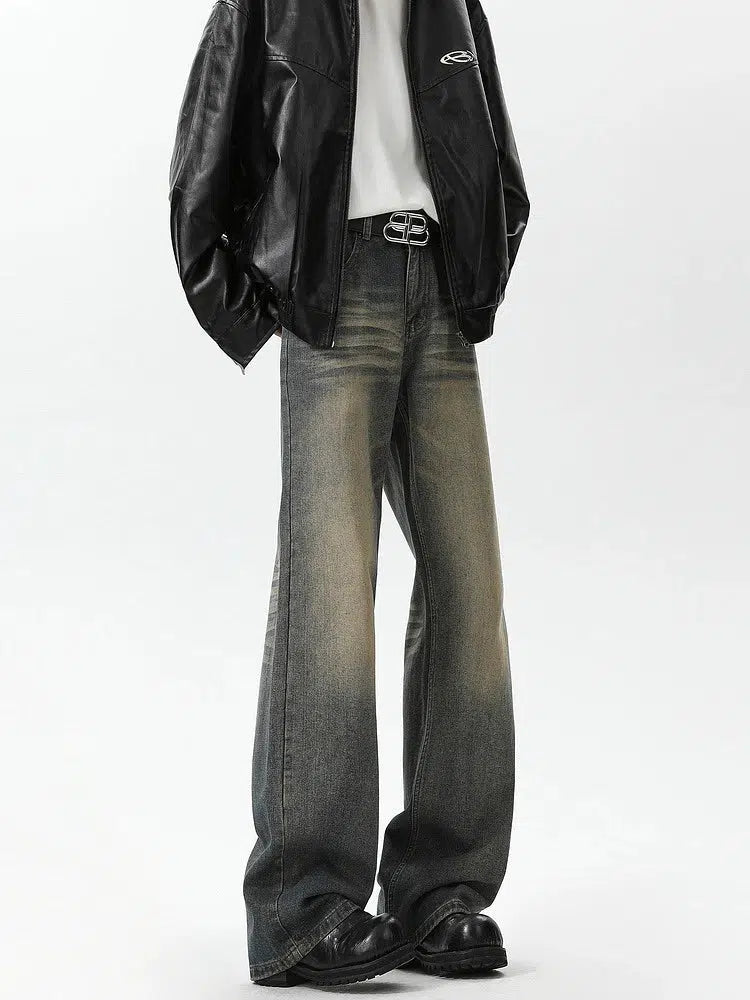 Washed Flared Straight-leg Jeans