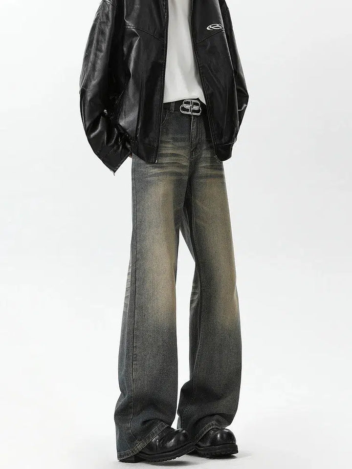 Washed Flared Straight-leg Jeans