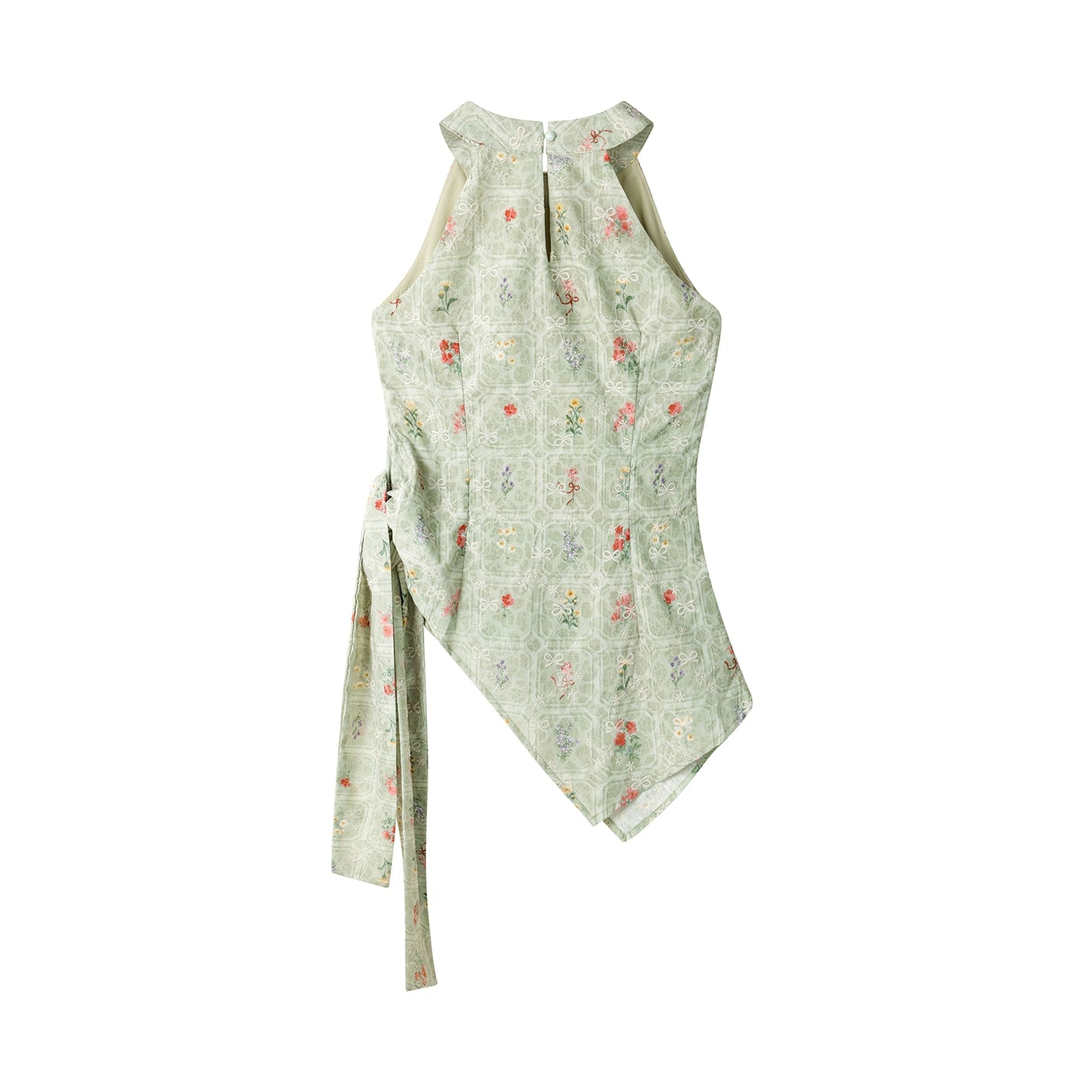 Top de Alças Florais com Cinta na Cintura 