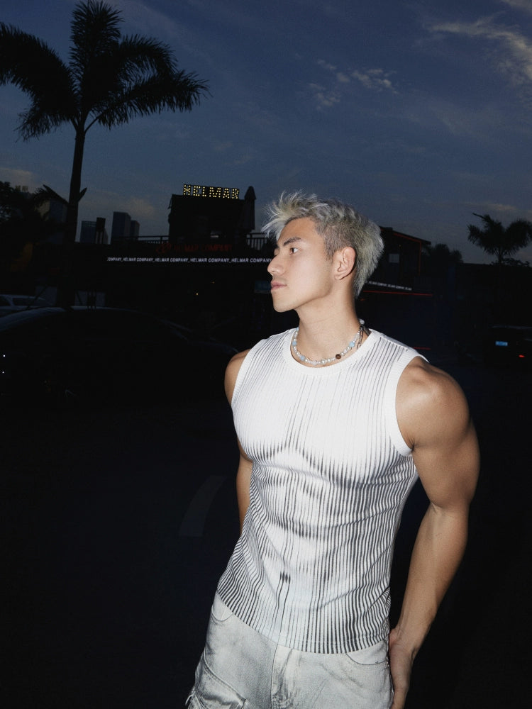 Gestricktes Farbverlauf-Textur ärmelloses Vest-Top 