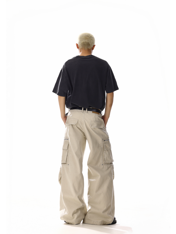 Pantalons cargo décontractés à jambes larges et amples 