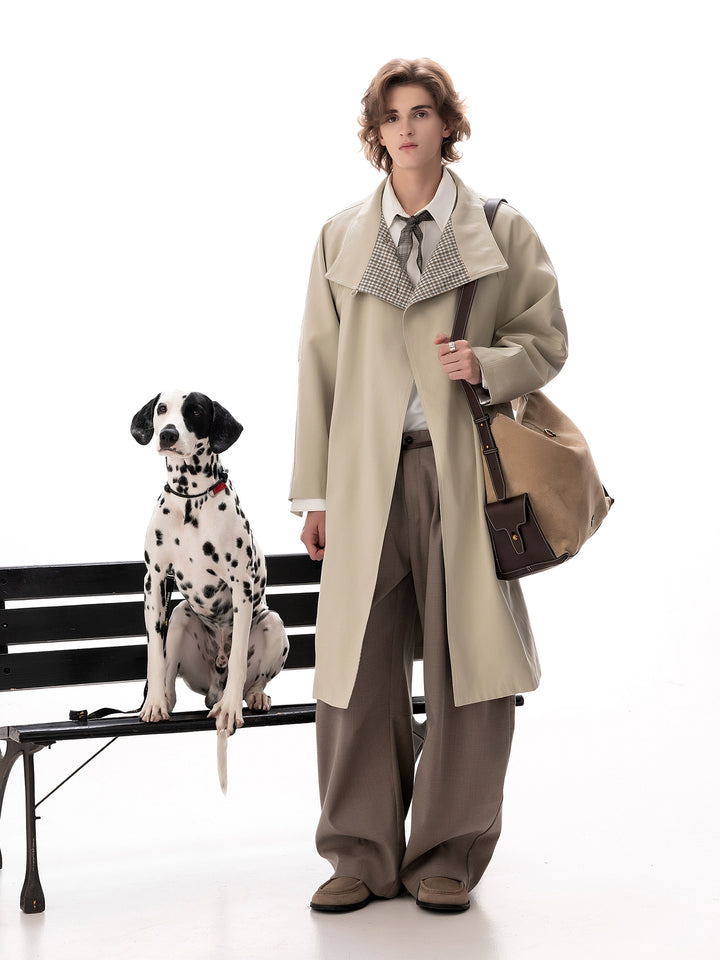 Plaid Collar Windbreaker Coat