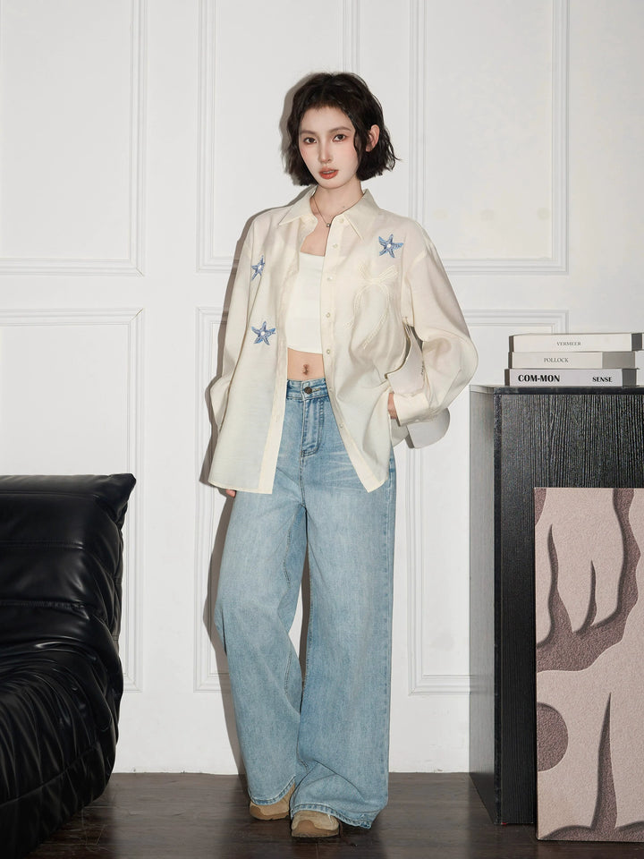 Veste à manches longues brodée étoile 