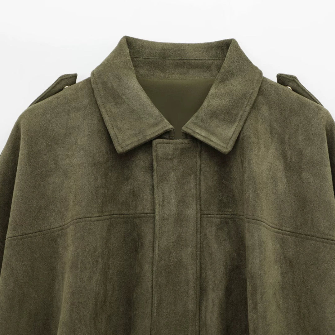 Suede Texture Versatile Bomber Jacket