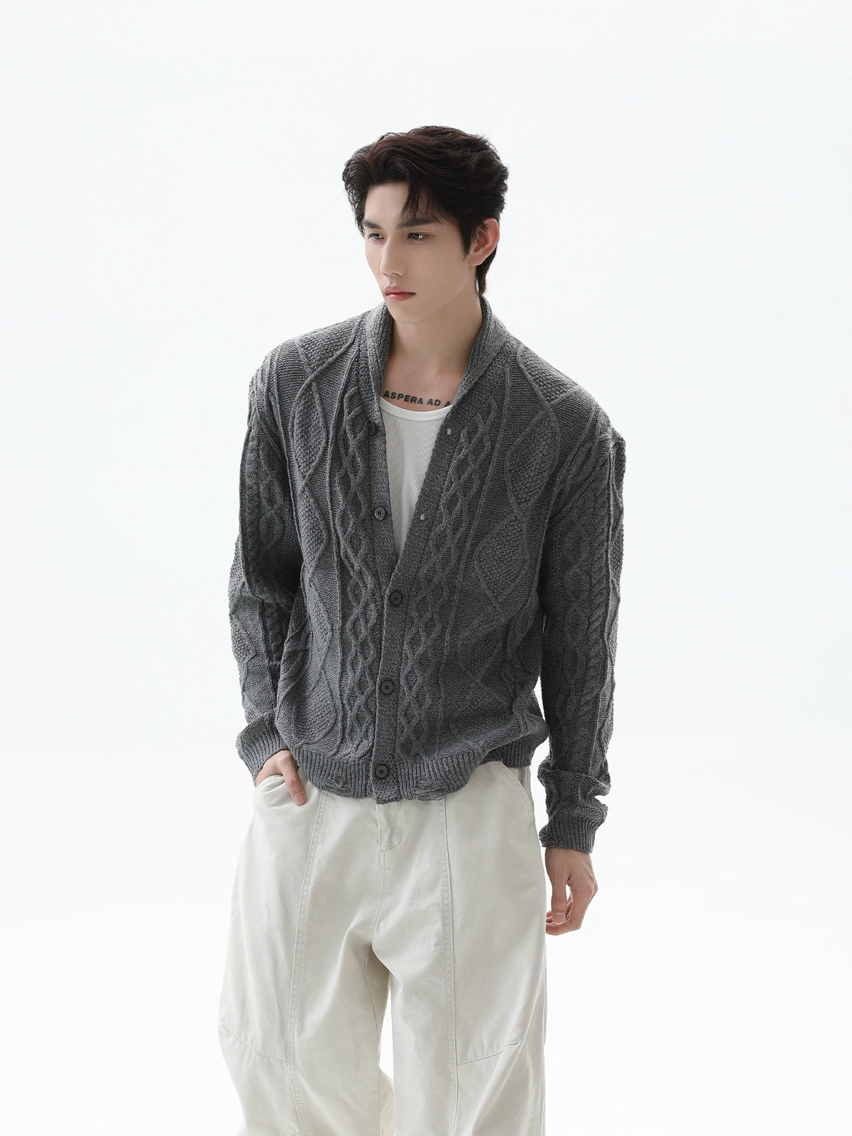 Kablo Örgü Kazak Hırka Taklit Alpaka 