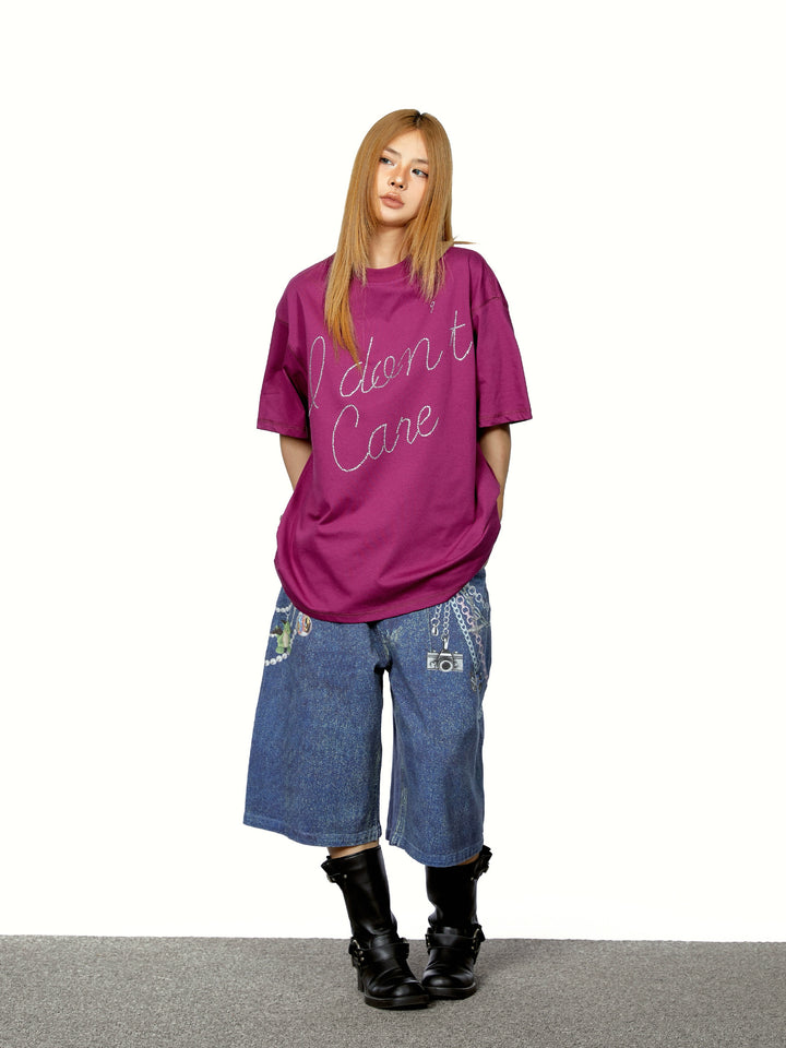T-shirt à manches courtes ample avec motif lettre 