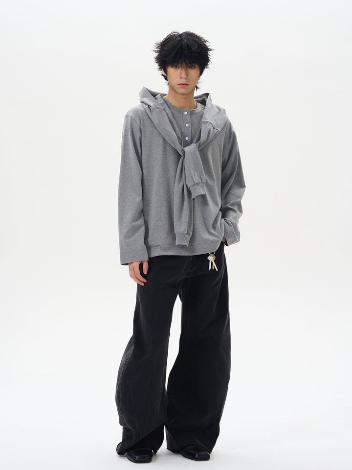 レトロワイドレッグストリートパンツジーンズ 