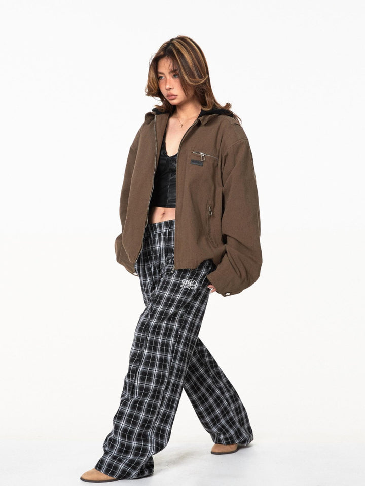 Retro Plaid Loose Fit Casual Pants