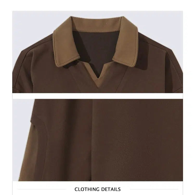 Lapel Long-sleeved Two-piece Pullover