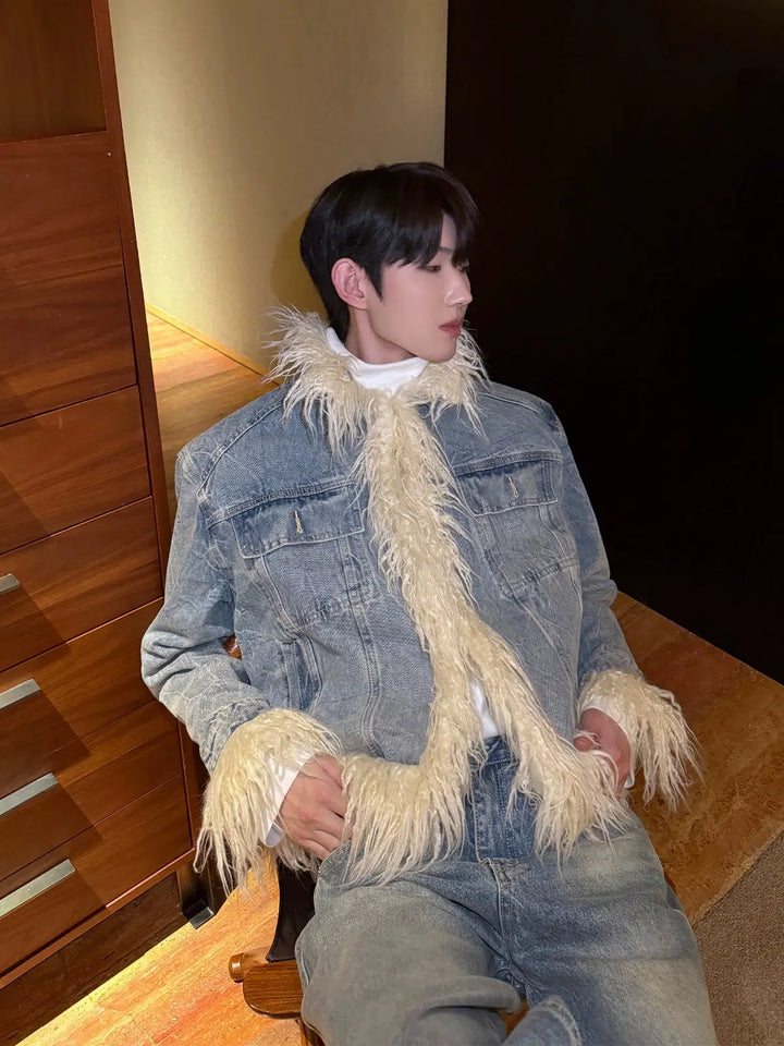 Fur-trimmed Denim Jacket