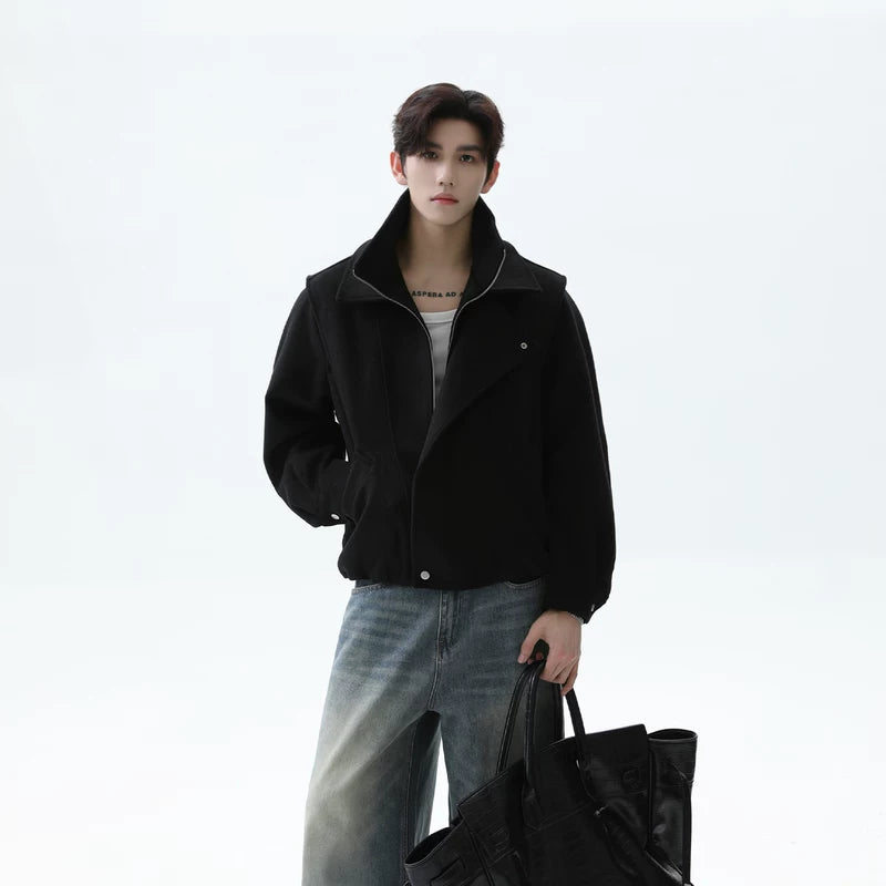 Sheep Wool Faux Two-Piece Woolen Jacket