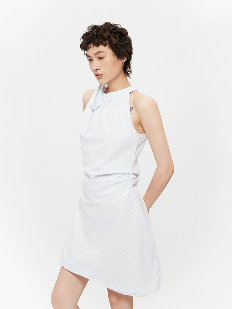 Bue Halter Uten ermer A-Linje Sommerkjole 
