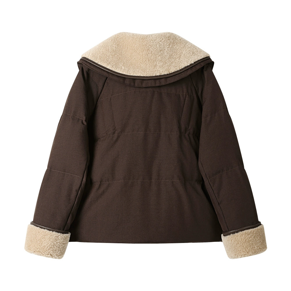 Loose Plush Collar Short Coat