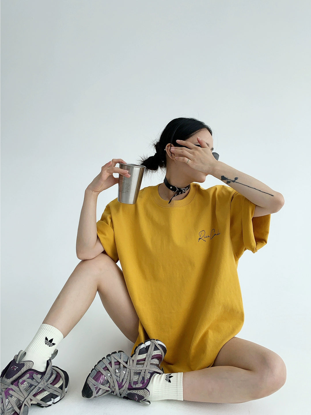 Embroidered Cotton Oversized Short Sleeve T-Shirt