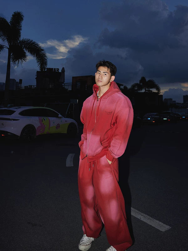 Gradient schwerer Kapuzenpullover und Hose Set 