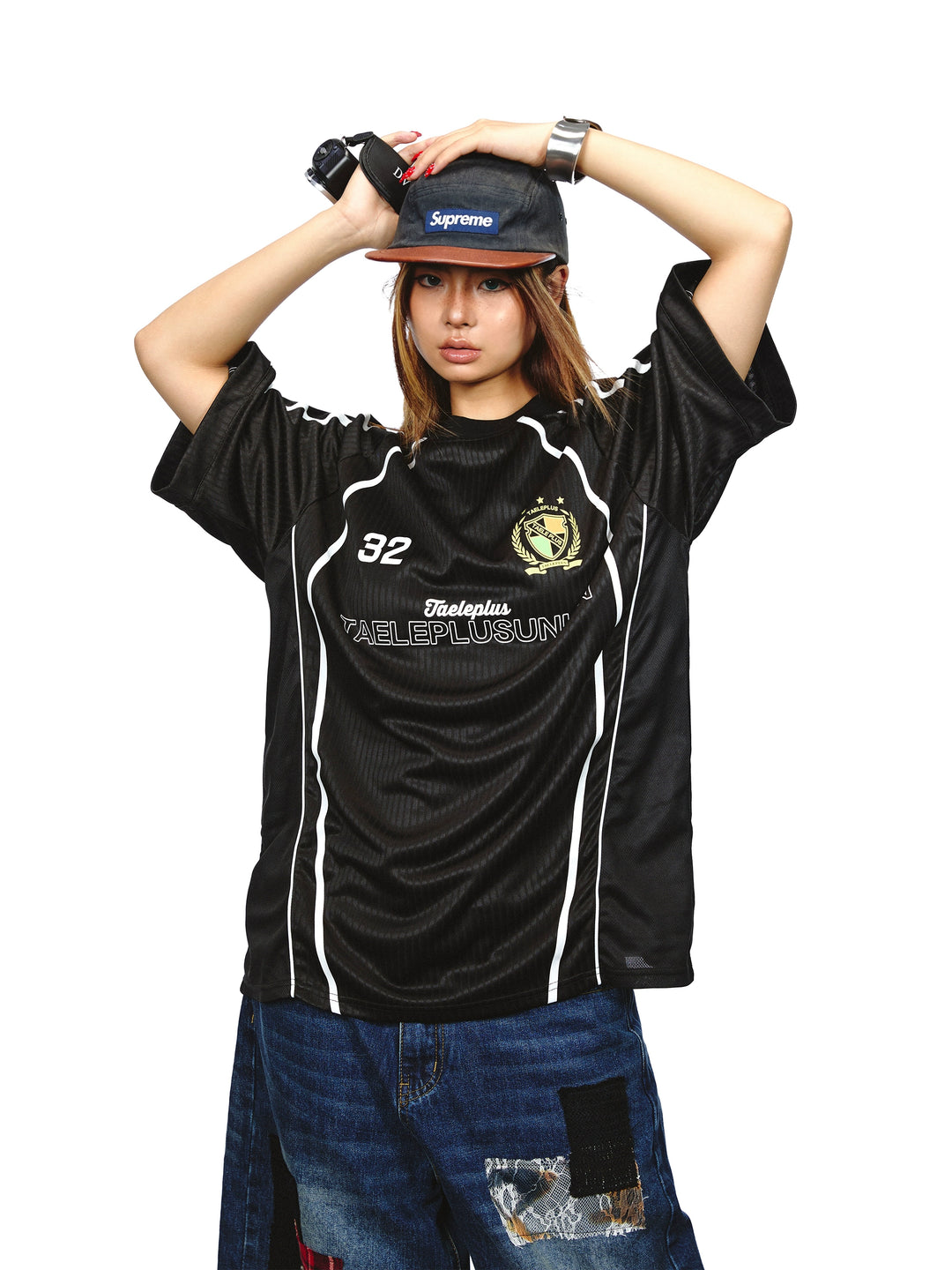 Contrast Stitching Loose Jersey T-Shirt