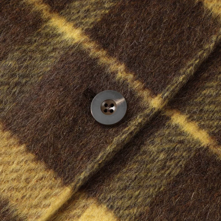 Plaid Wool Mid-Length Loose Coat