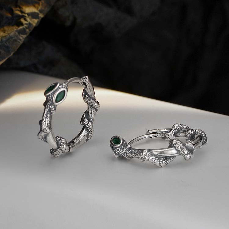 Sterling Silver Snake Hoop Earrings
