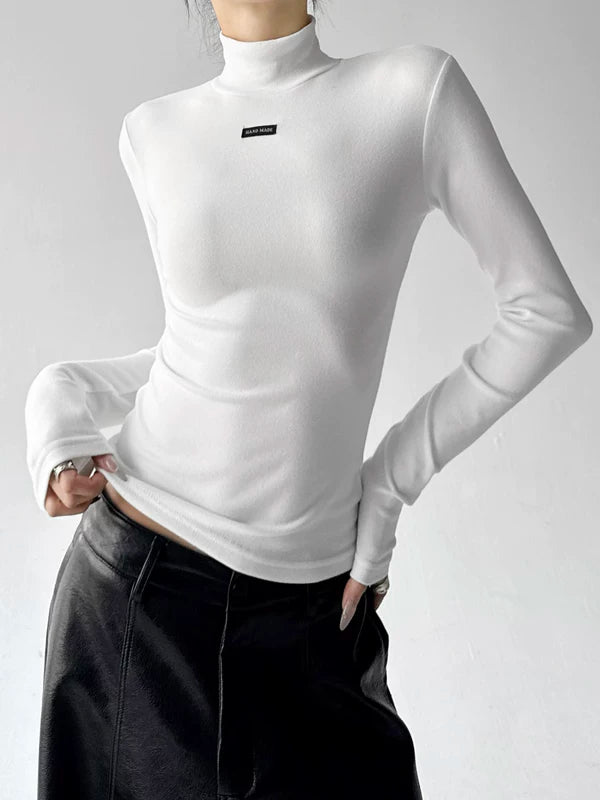 Dar Kesim Yüksek Yaka Uzun Kollu Üst 