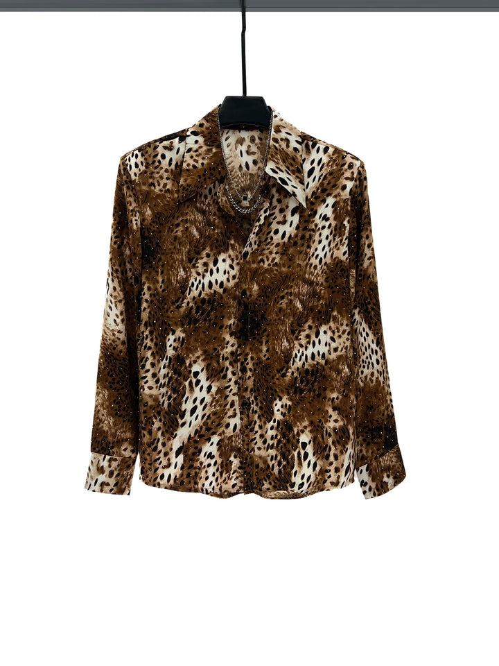 Leopard Print Long Sleeve Loose Shirt