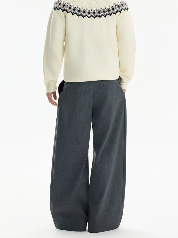 Plisserade vida ben A-linjeformade avslappnade byxor 