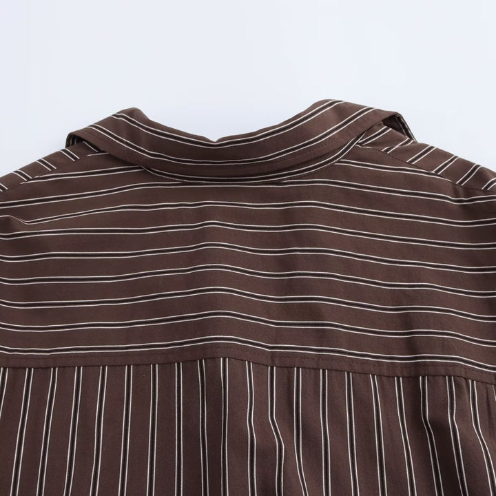 Bat Sleeve Striped Long Shirt