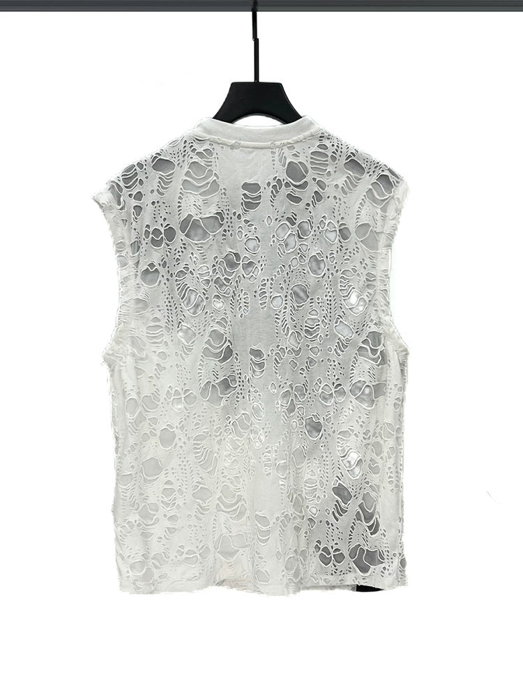 Patchwork Sleeveless Lace Sports Vest