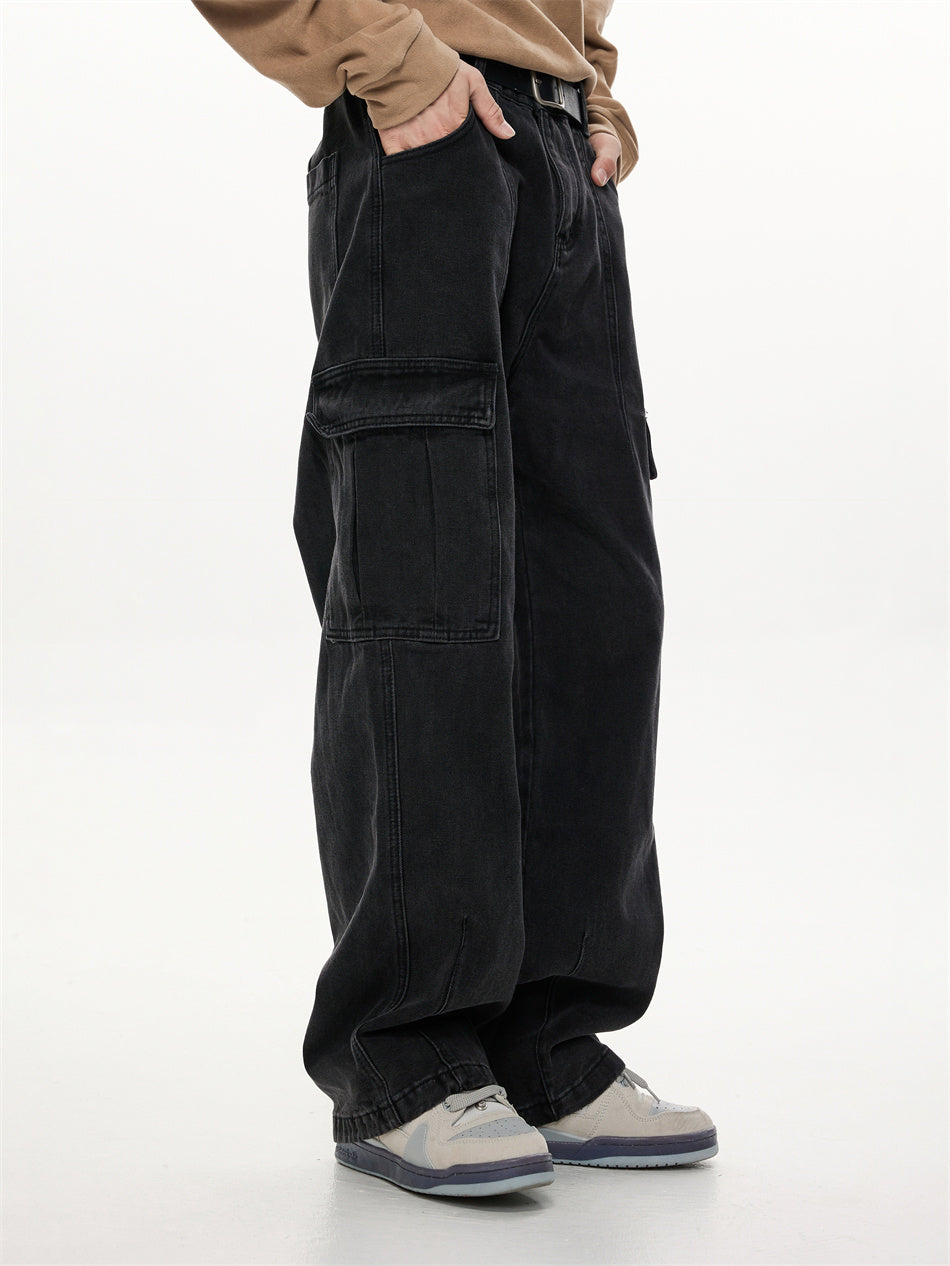 Multi-Pocket Workwear Straight Jeans