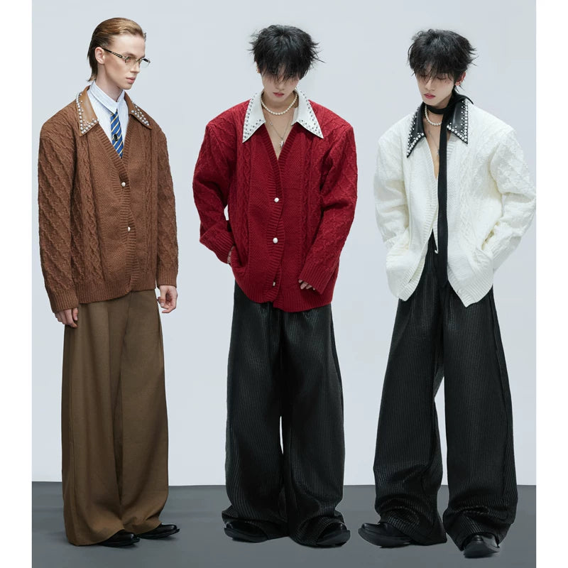 Pearl Collar Knit Cardigan