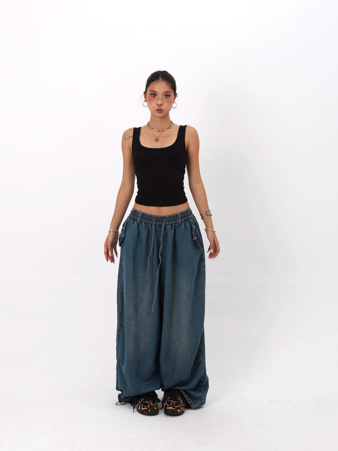 Denim Straight Leg Pants