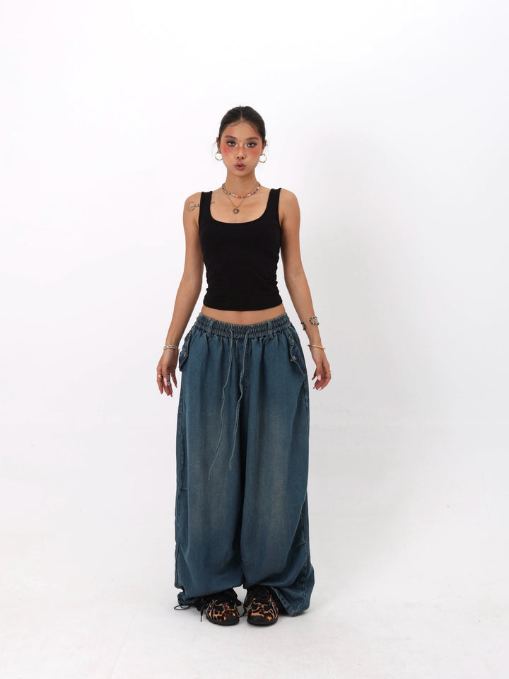 Denim Straight Leg Pants