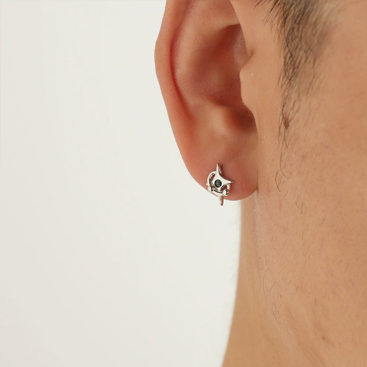 Sterling Silver Cross Planet Stud Earring