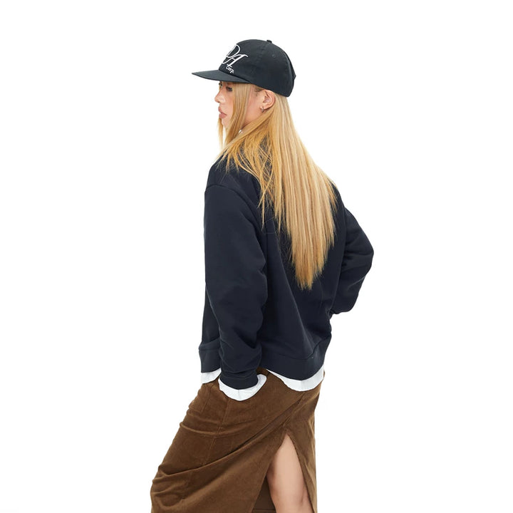 Deconstructed Print Polo Neck Sweatshirt