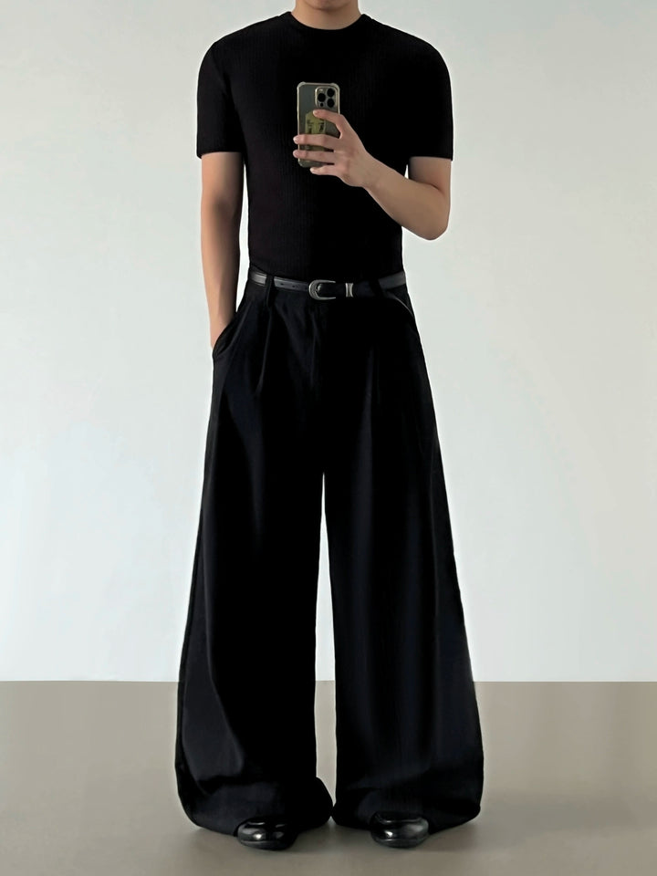 Linen Blend Pleated Casual Pants