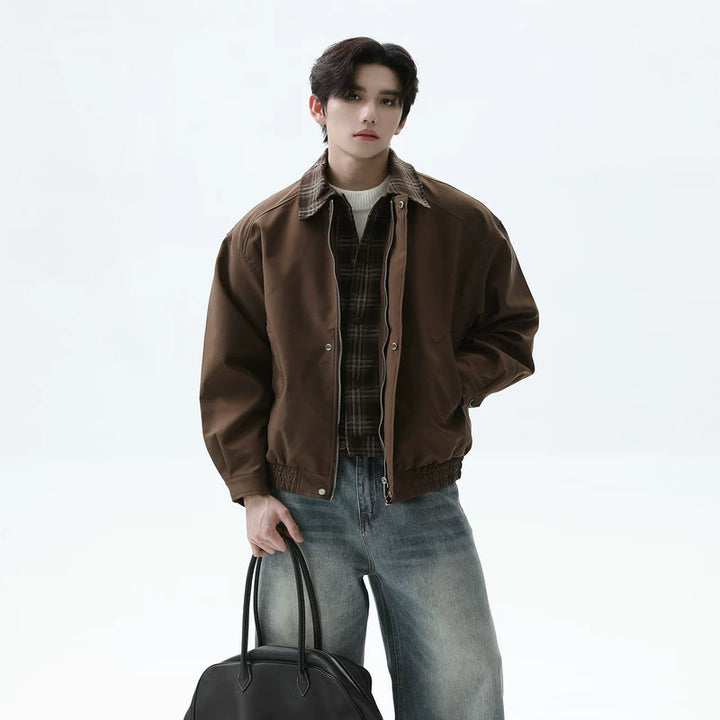 Plaid Lapel Retro Loose Fit Jacket