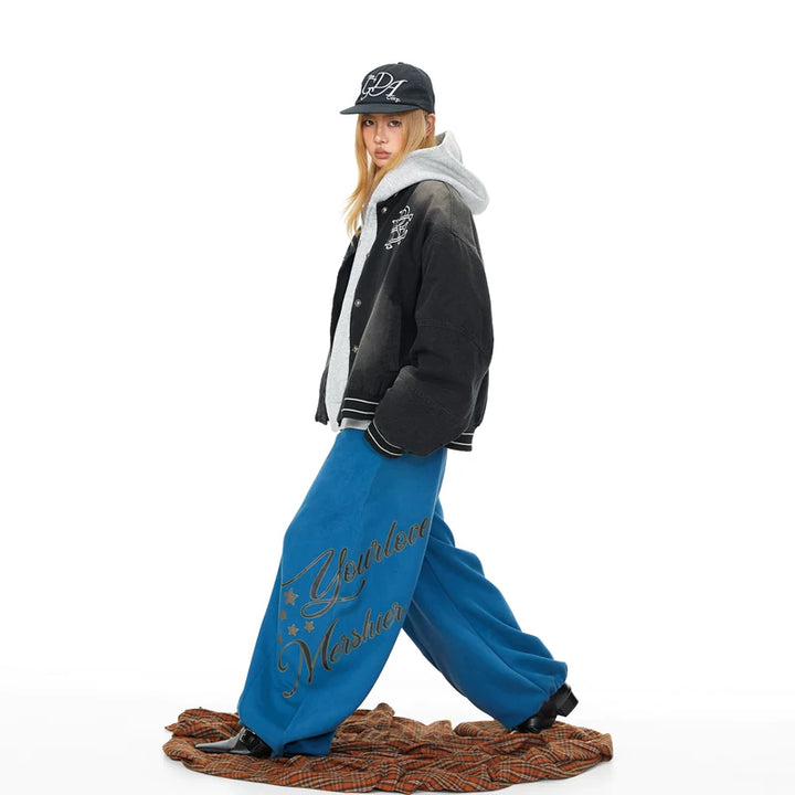 Gradient brodert baseballjakke løs passform 