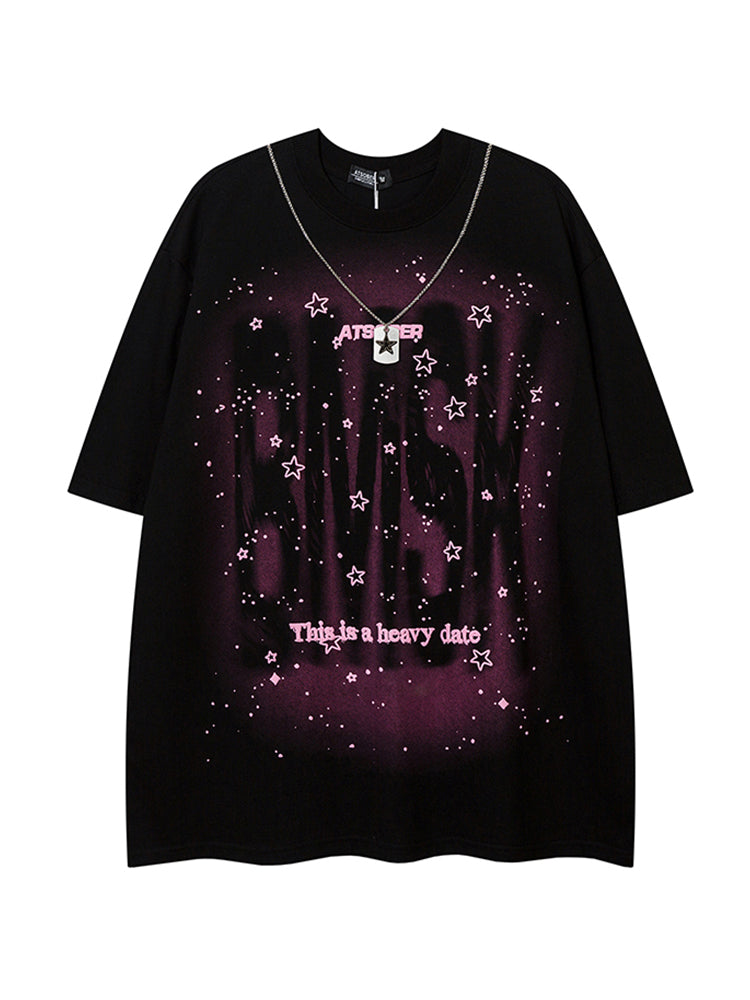 Spray-Painted Letter Graphic Loose T-shirt