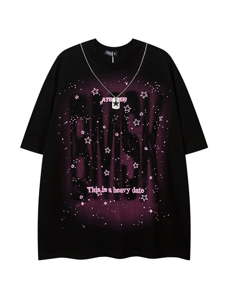 Spray-Painted Letter Graphic Loose T-shirt